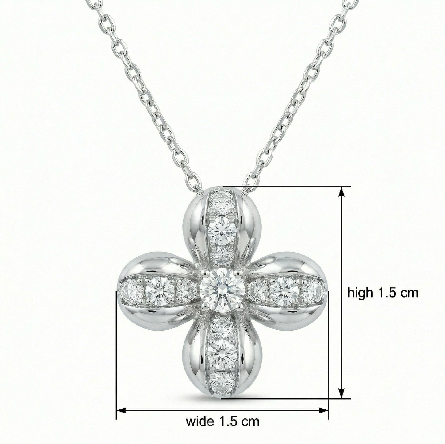 Diamond Four-Leaf Clover Necklace – Sterling Silver Lucky Clover Pendant