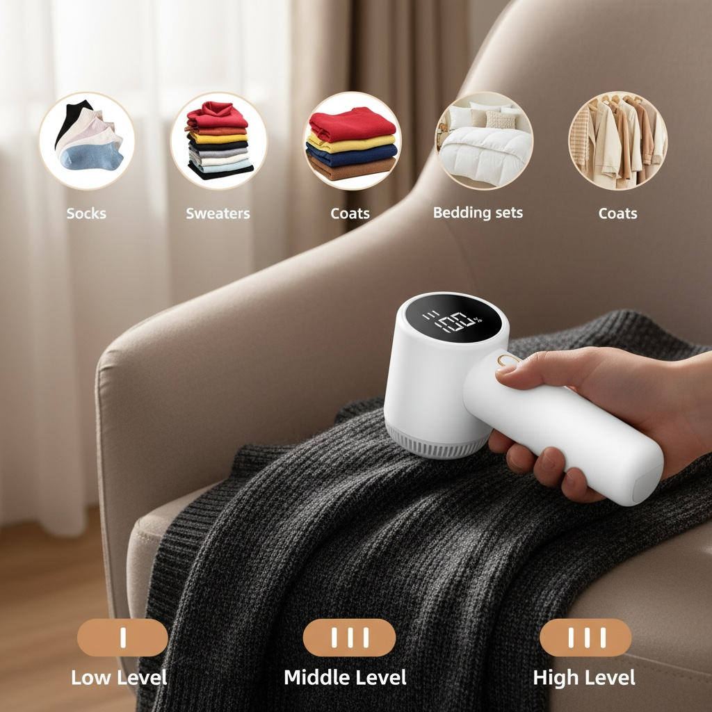 USB Rechargeable Lint Remover – 3-Speed Fabric Shaver for Clothes & Furniture