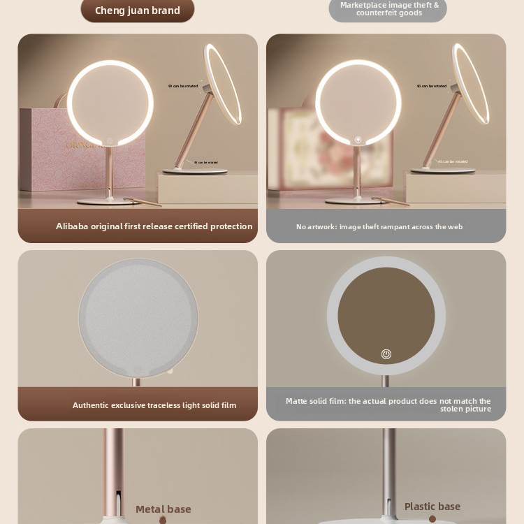 LED Makeup Mirror with Dual-Axis Rotation & Dimmable Light | Modern Goods Living