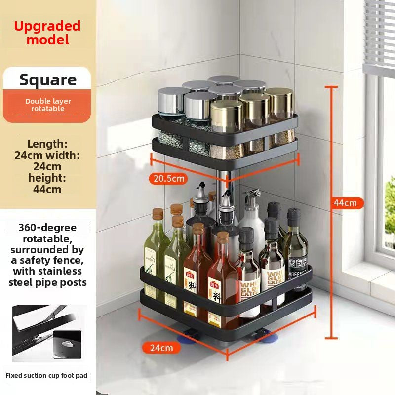 360° Rotating Seasoning Rack – Space-Saving Spice Organizer, Single/Double/Three-Layer