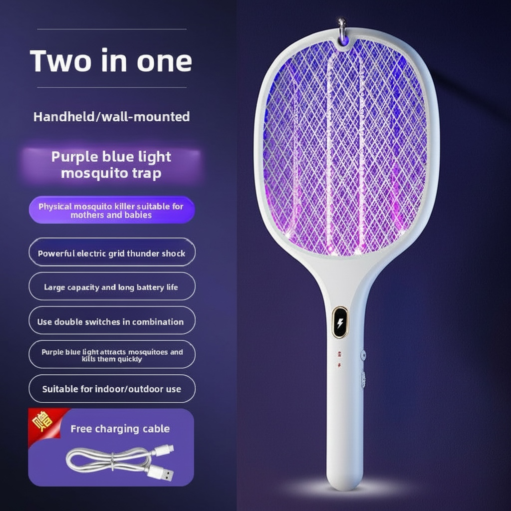 Rechargeable Electric Mosquito Swatter with UV Light