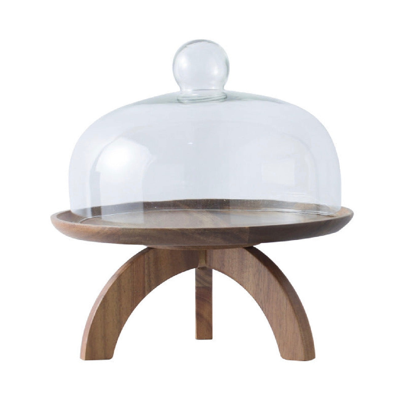Acacia Wood Cake Pan with Glass Lid – Round Serving & Baking Dish in Multiple Sizes