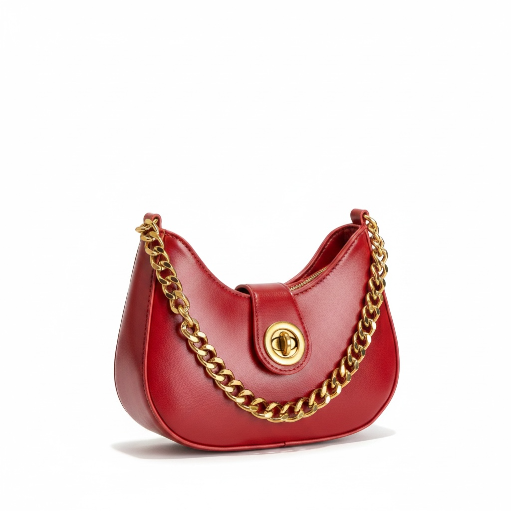 Mini Chain Accent Leather Bag – Trendy Crossbody/Shoulder
