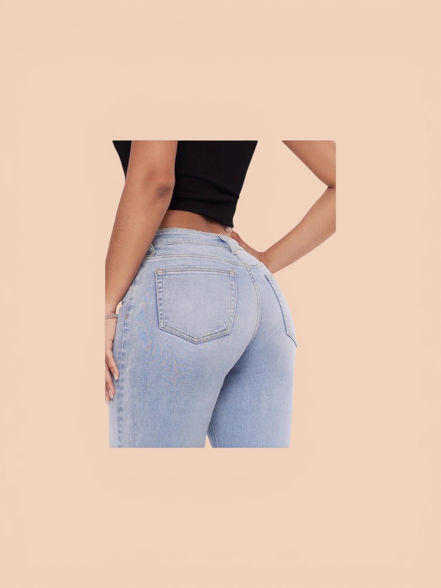 Butt-Lift Stretch Wide-Leg Jeans – Mid-Low Rise Elastic Denim