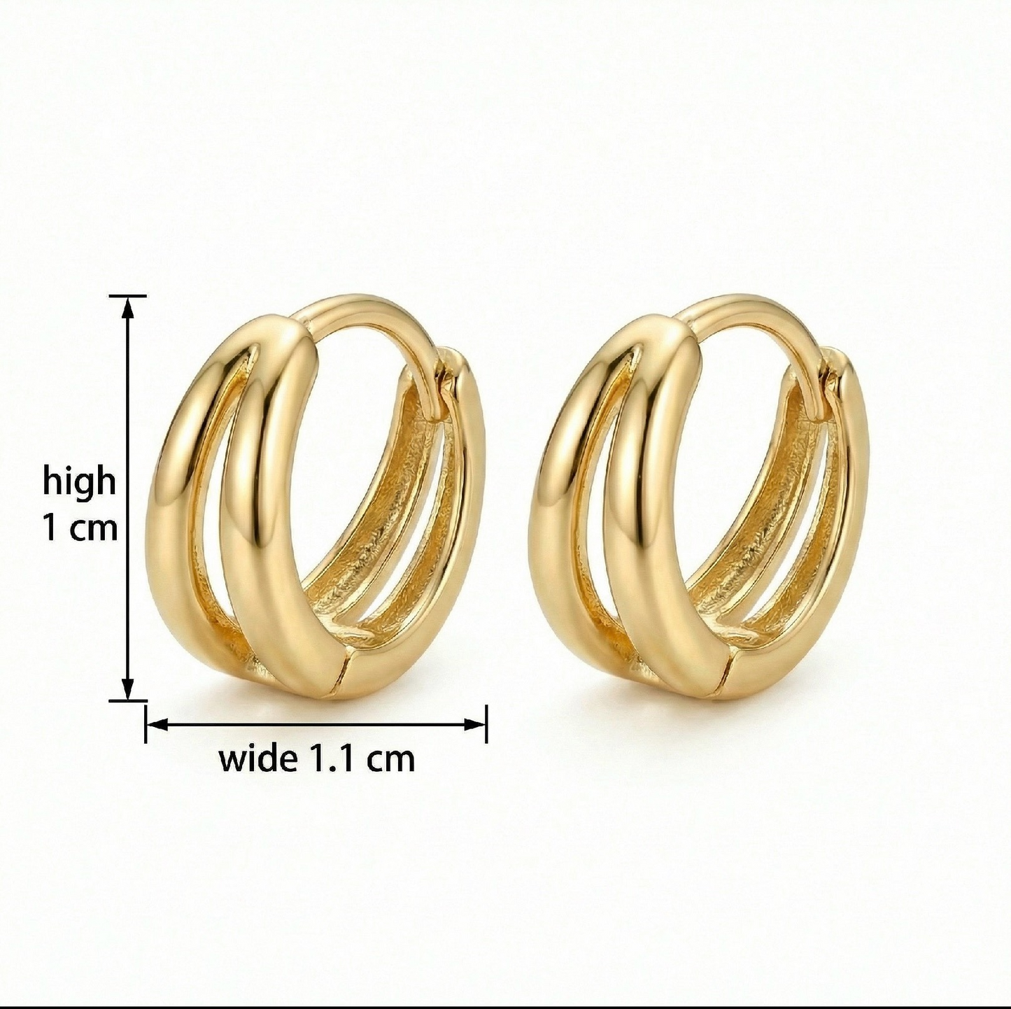 Double-Layer Huggie Hoop Earrings – Stacked Twin-Band Polished Hoops