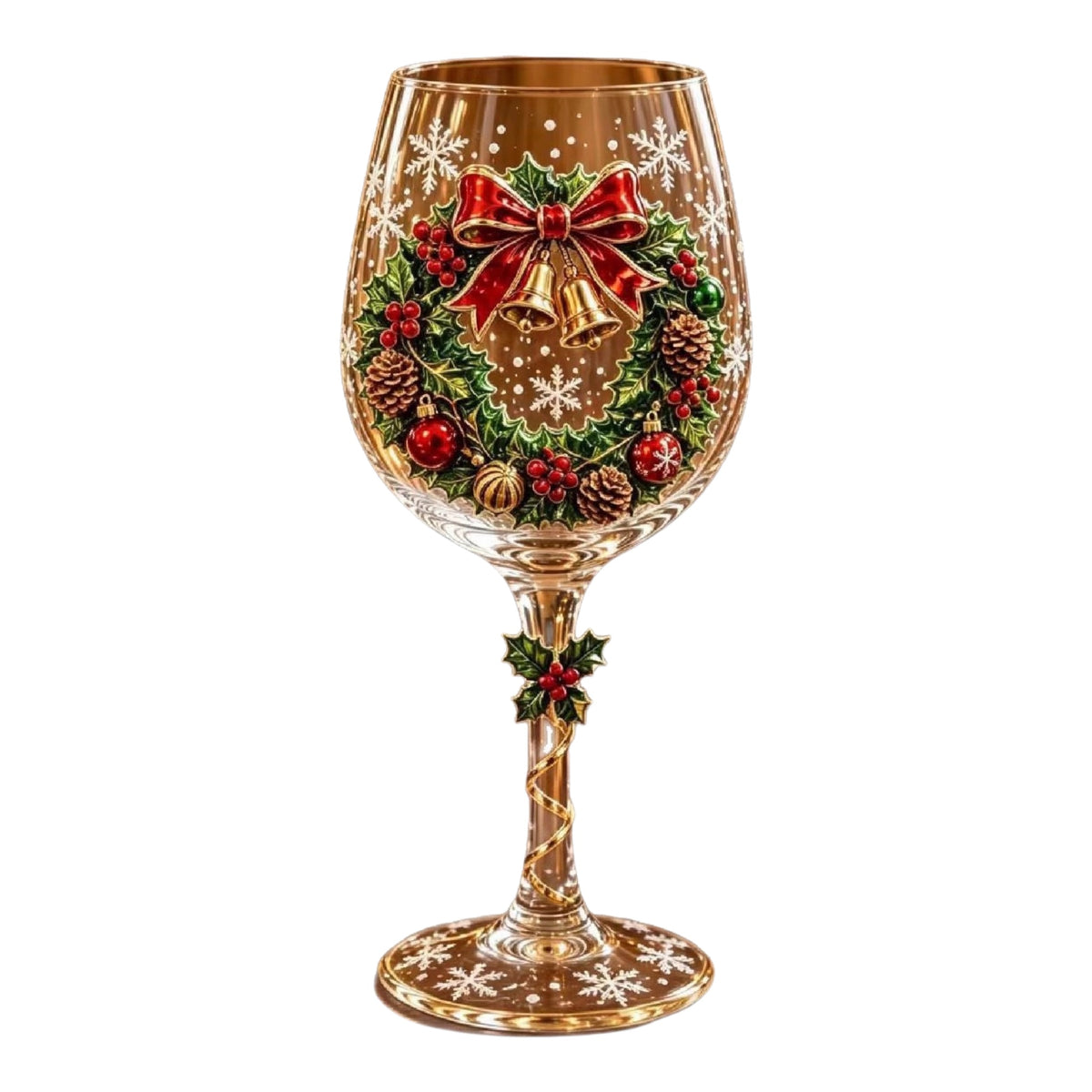 Christmas Art Stemmed Wine Glass – Holiday Cocktail Glasses