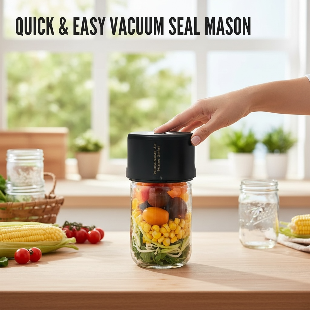 Electric Mason Jar Vacuum Sealer – Rechargeable, Universal Lids, Airtight Food Preservation