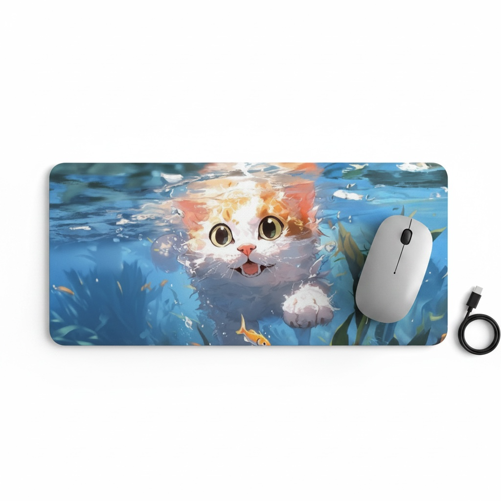 Cute Diatomaceous Mouse Pad – Non‑Slip, Washable Kitten Design