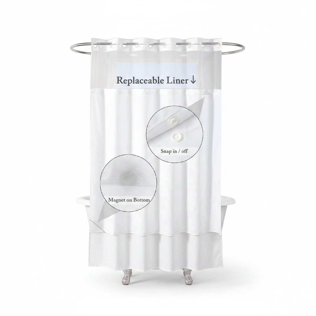 Hook-Free Shower Curtain – Waterproof & Custom Print