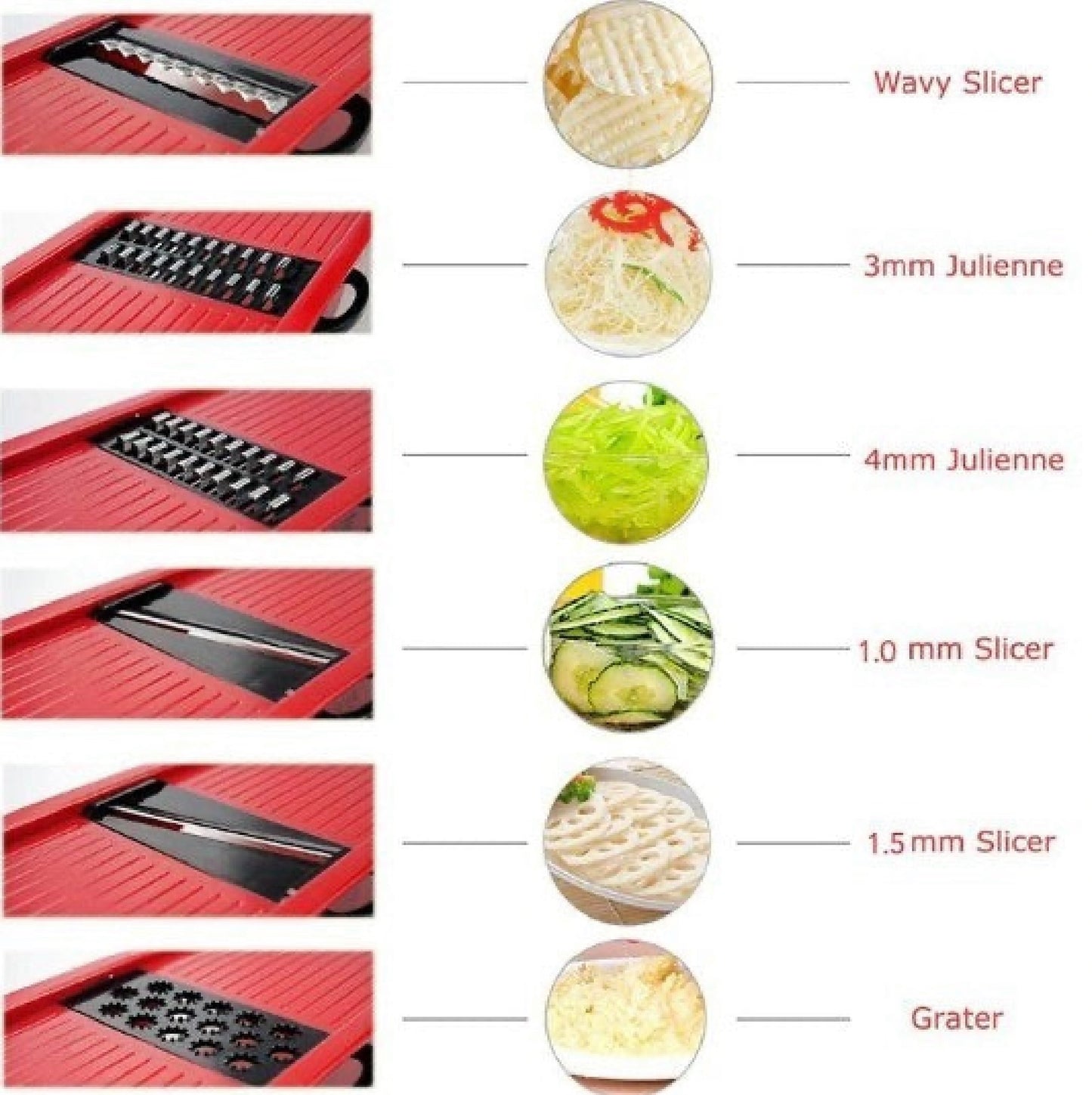 6‑in‑1 Stainless Steel Vegetable Slicer & Julienne Cutter – Multi‑Blade Chopper