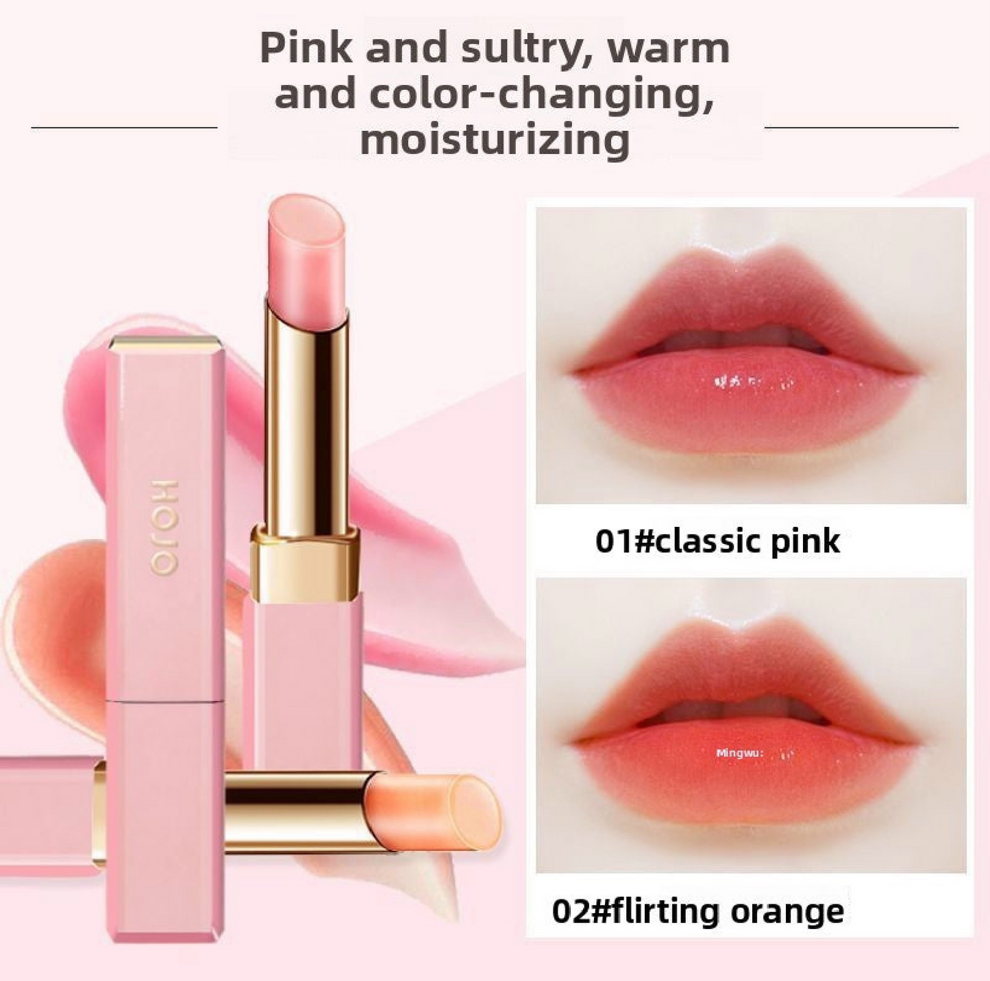 Color-Changing Plumping Lip Balm – Hydrating Non-Stick Tint in Classic Pink & Flirting Orange