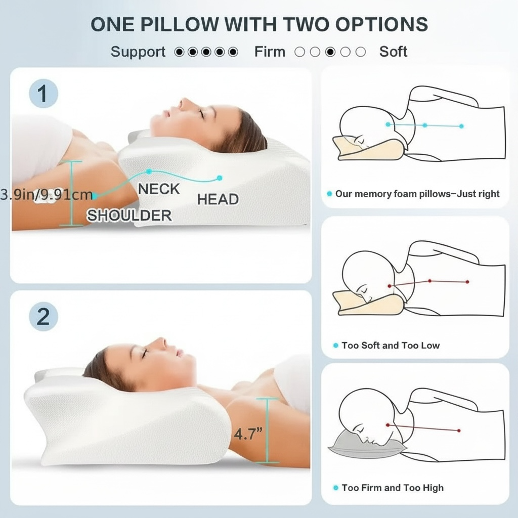 Butterfly Memory Foam Neck Pillow | Ergonomic Cervical Support