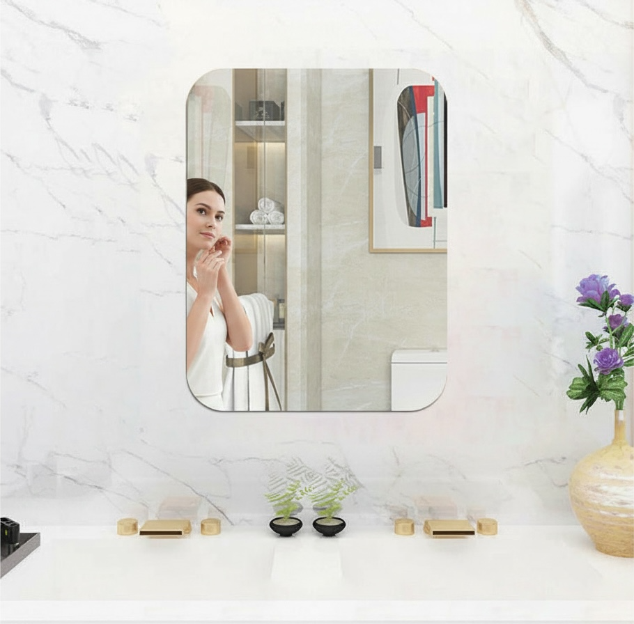 Acrylic Mirror Wall Stickers – Peel-and-Stick Oval & Geometric Decorative Panels