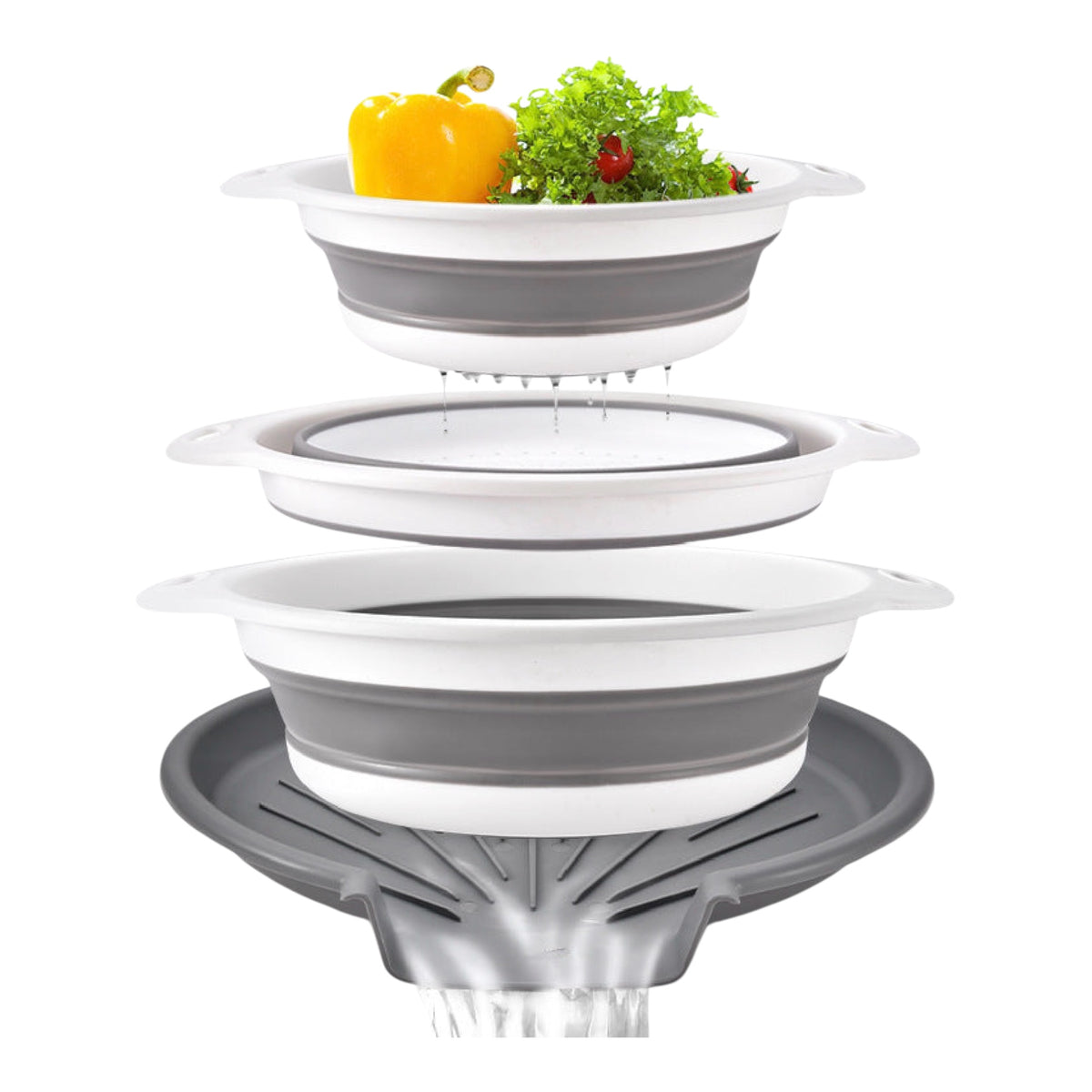 4-Piece Collapsible Colander Set with Tray | Space-Saving Strainer