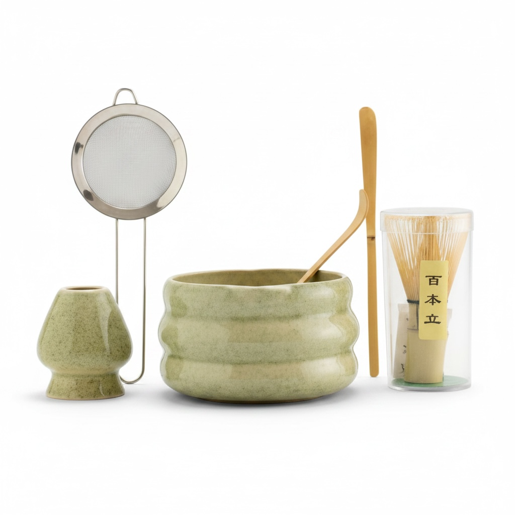 Matcha Bowl Set with Whisk & Stirrer | Hand-Painted Tea Set