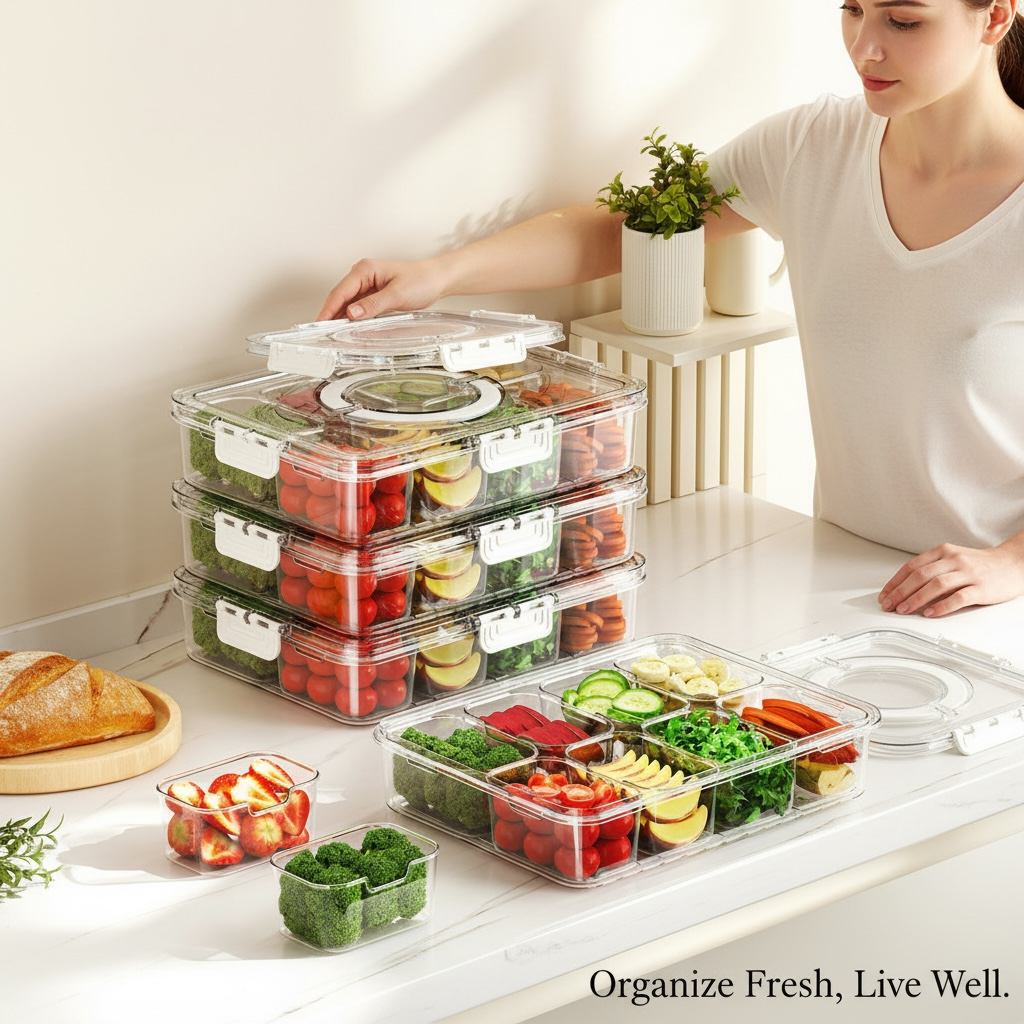8-Grid Multi-Compartment Food Storage Container | BPA-Free Organizer