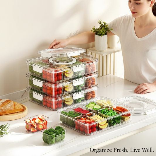 8-Grid Multi-Compartment Food Storage Container | BPA-Free Organizer