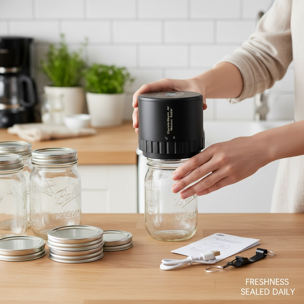 Electric Mason Jar Vacuum Sealer – Rechargeable, Universal Lids, Airtight Food Preservation