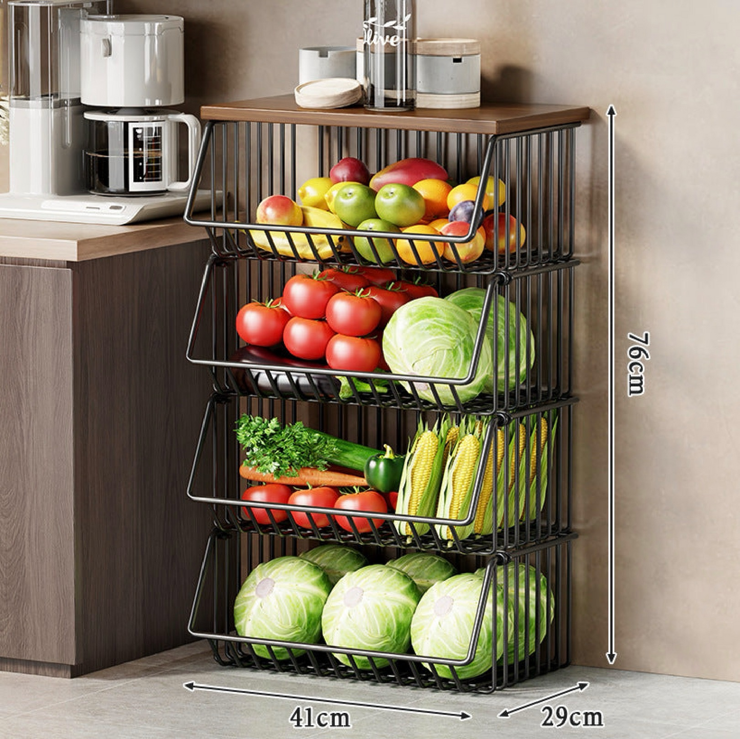 Multi-Layer Kitchen Storage Rack with Wheels – Fruit & Vegetable Organizer, 1–5 Tiers