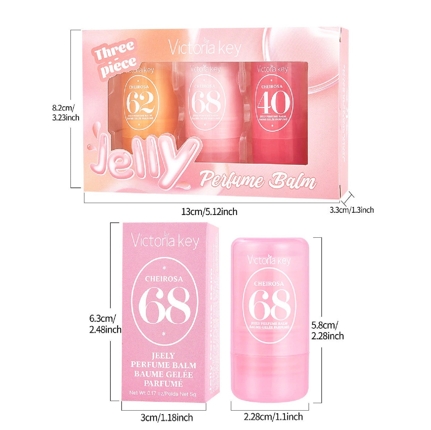 Fragrance Balm – Long-Lasting Fruity Perfume Stick (Coconut, Candy, Rose)