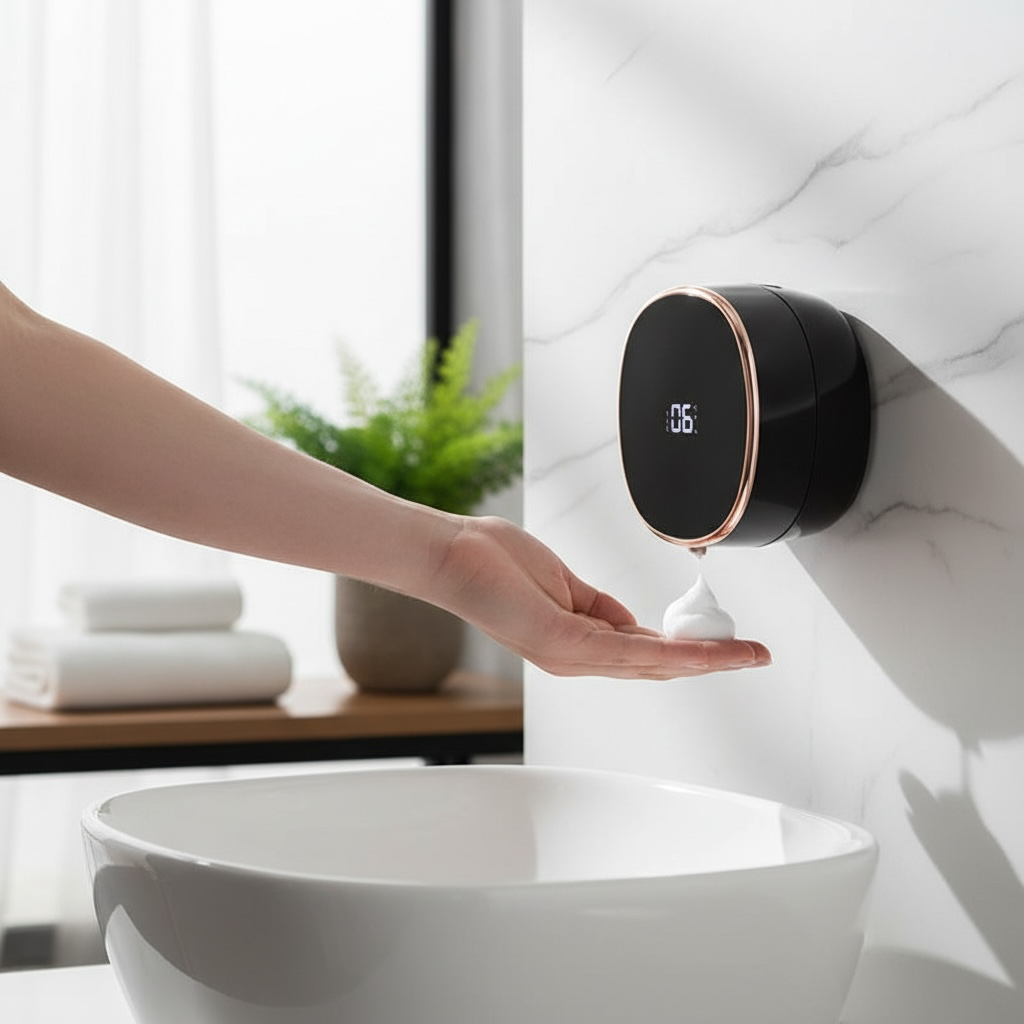 Automatic Touchless Foaming Soap Dispenser – 280 ml, USB Rechargeable, Sensor Pump for Bathroom & Kitchen (White/Black)