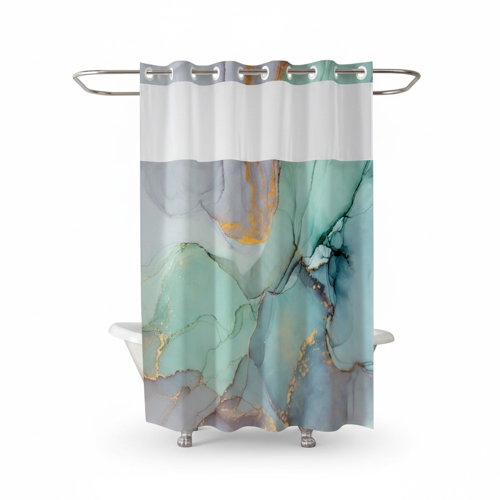 Hook-Free Shower Curtain – Waterproof & Custom Print