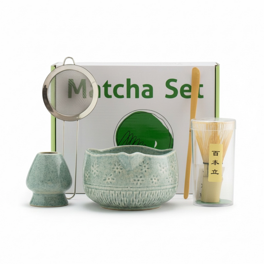 Matcha Bowl Set with Whisk & Stirrer | Hand-Painted Tea Set
