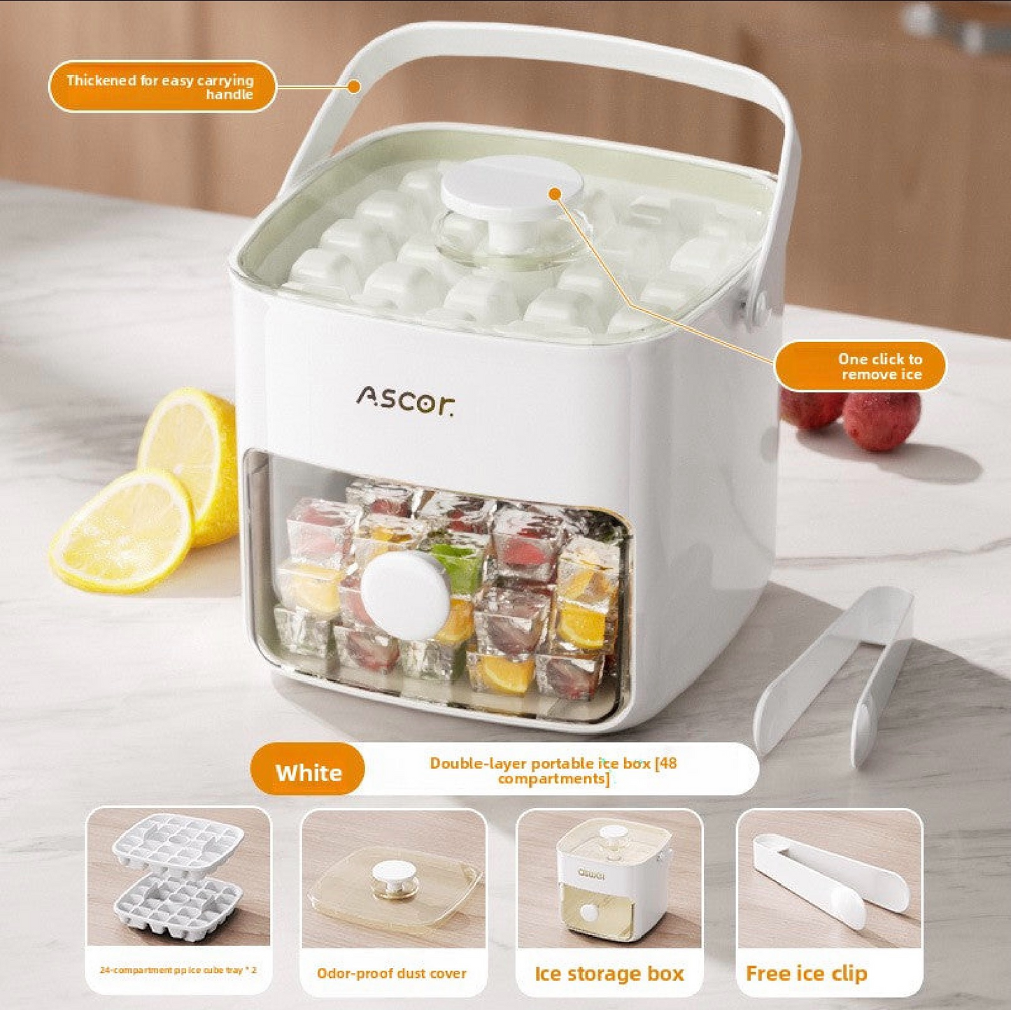 48-Cavity Ice Cube Tray with Storage Box & Lid – Fast Freezing, Easy Release