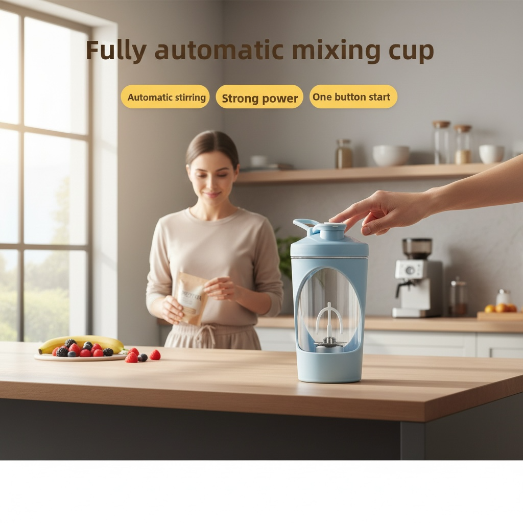 Top view showing mixing action inside electric cup