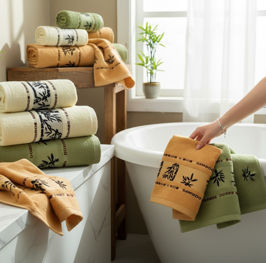 Bamboo Fiber Towel – Soft Absorbent Bamboo-Cotton Blend Hand & Face Towel