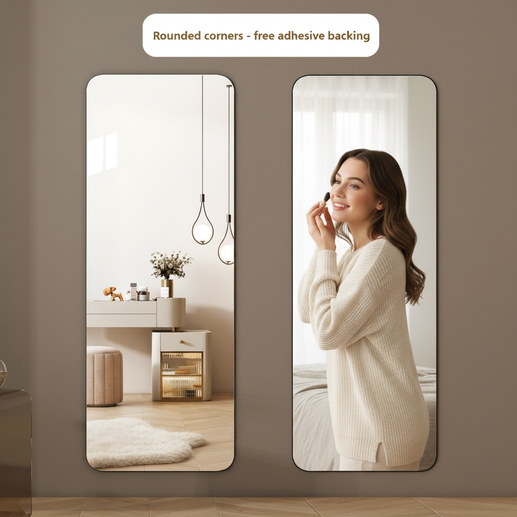 Self-Adhesive Acrylic Wall Mirror – No-Drill, HD Reflection