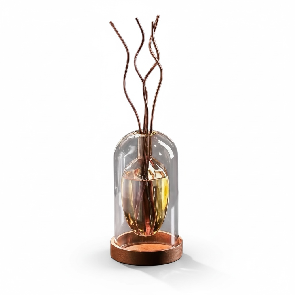 Luxe Aura hotel-inspired reed diffuser styled in living room