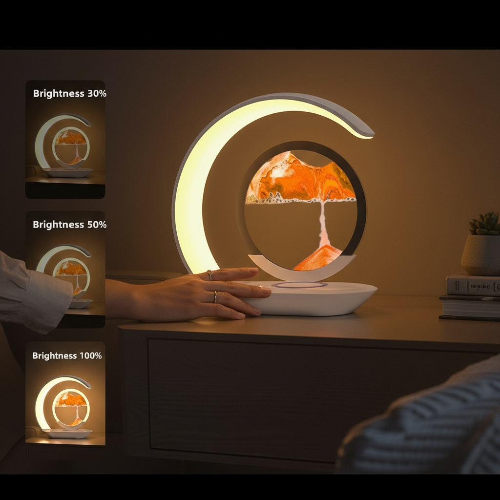 3D Quicksand Night Light with Wireless Charging | Desk Lamp