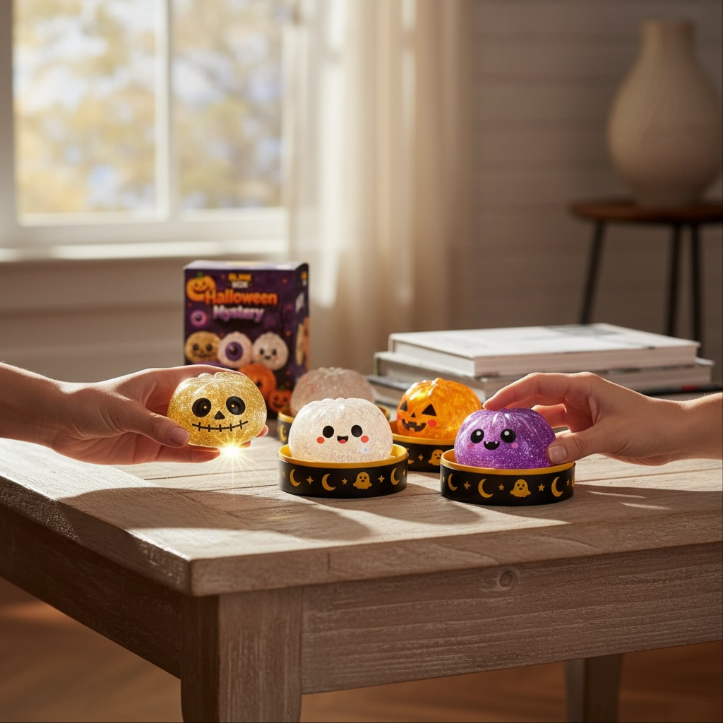 Halloween Squishy Stress Relief Toy – Ghost, Pumpkin & Skull Fidget Ball for Anxiety