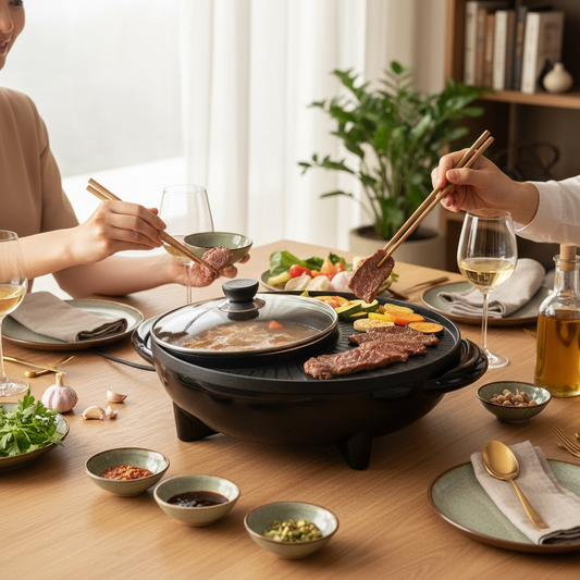 Korean-Style All-in-One Shabu-Shabu Electric Hot Pot & Grill