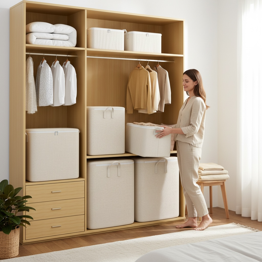 Linen Storage Bag – Foldable, Clothes, Quilt & Bedroom Organizer