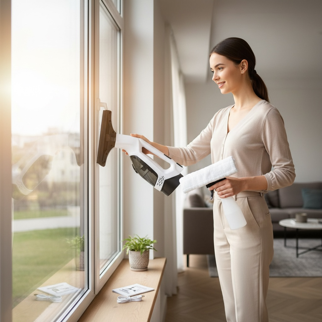 Electric Window & Glass Cleaner with Telescopic Pole