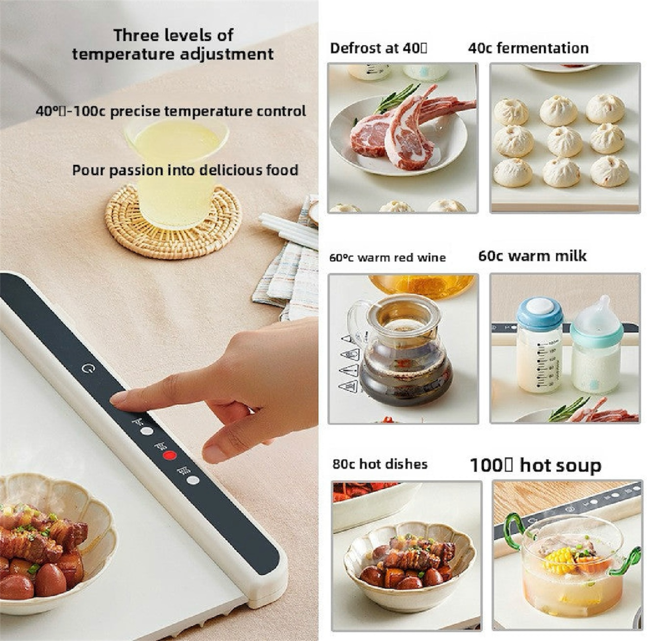 Rapid Heating Food Warming Plate – Foldable, Portable, 10s Heat-Up