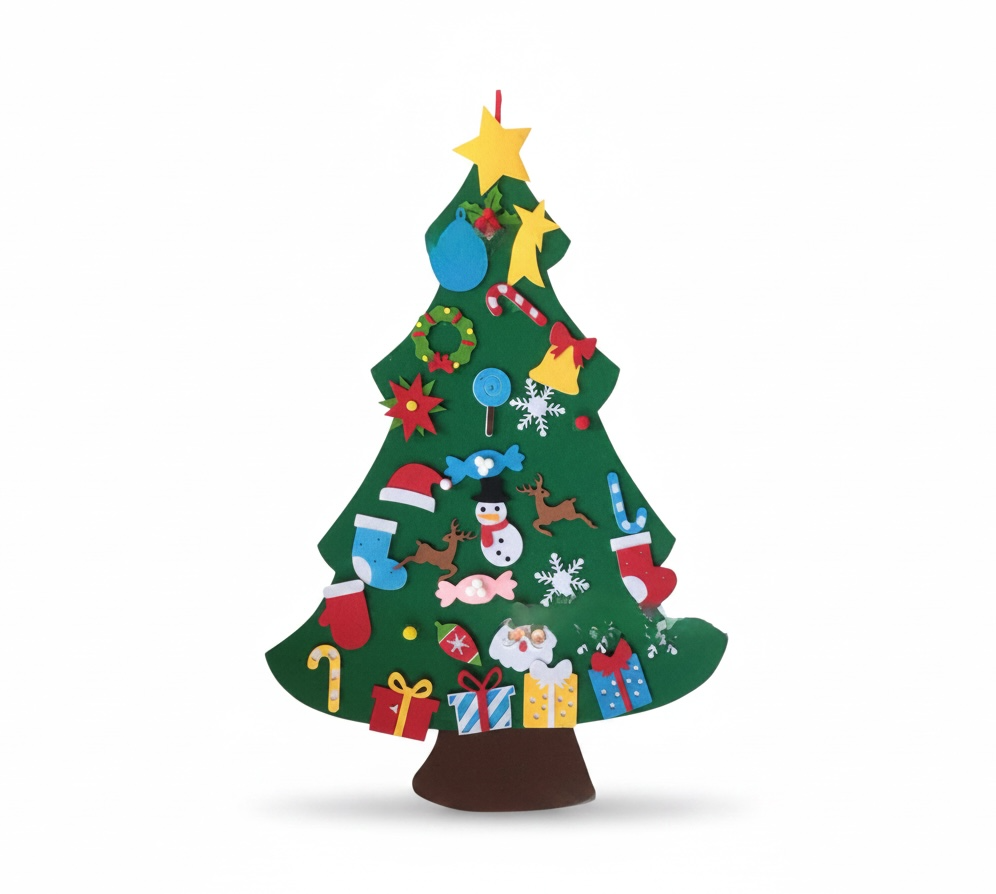 DIY Felt Christmas Tree for Kids – 105cm Wall Hanging with Ornaments