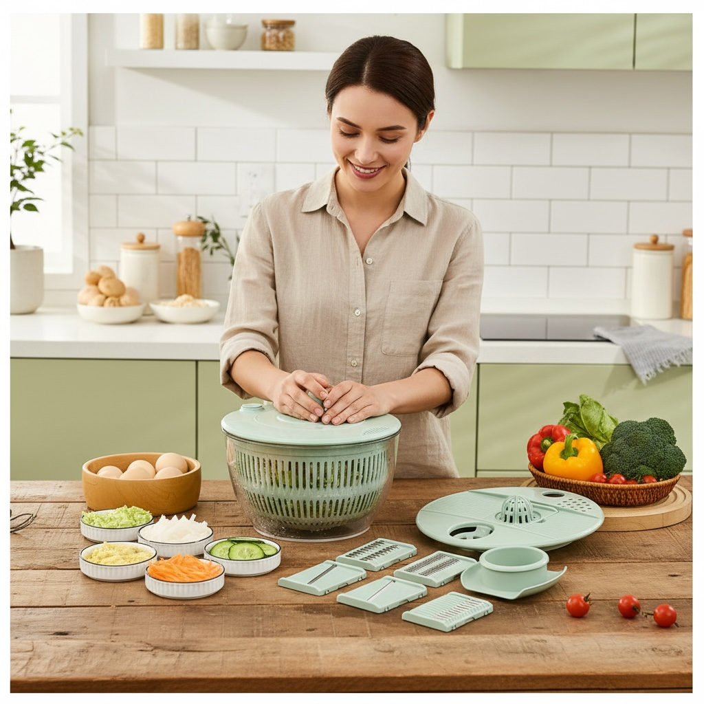 Vegetable Cutter & Salad Spinner 5L – Multifunctional Vegetable Dehydrator | Modern Goods Living