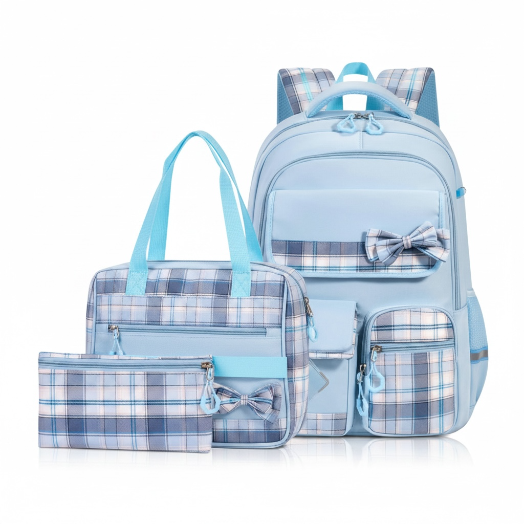 Butterfly Bow School Backpack – Large Capacity Waterproof Girls Bookbag