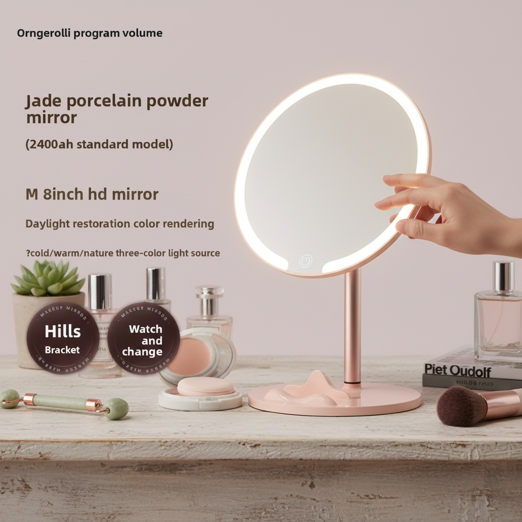 LED Makeup Mirror with Dual-Axis Rotation & Dimmable Light | Modern Goods Living