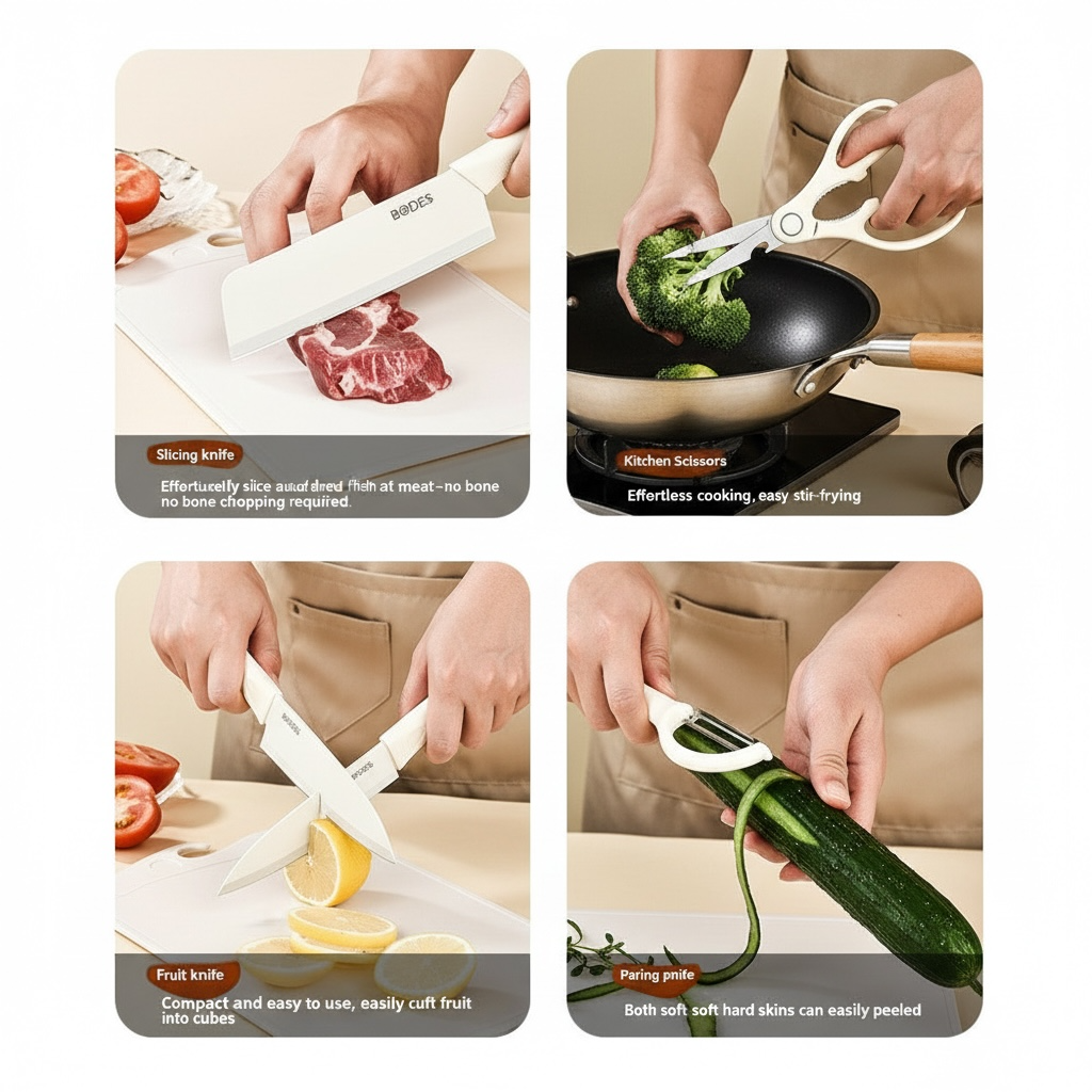 9-Piece Silicone Kitchen Utensil & Knife Set with Cutting Board | Modern Goods Living