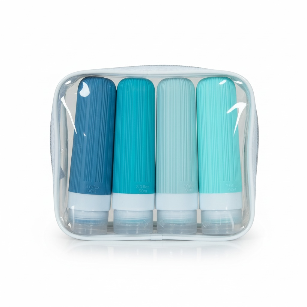 Travel Bottles Set (4 x 90ml) with PVC Bag | Modern Goods Living