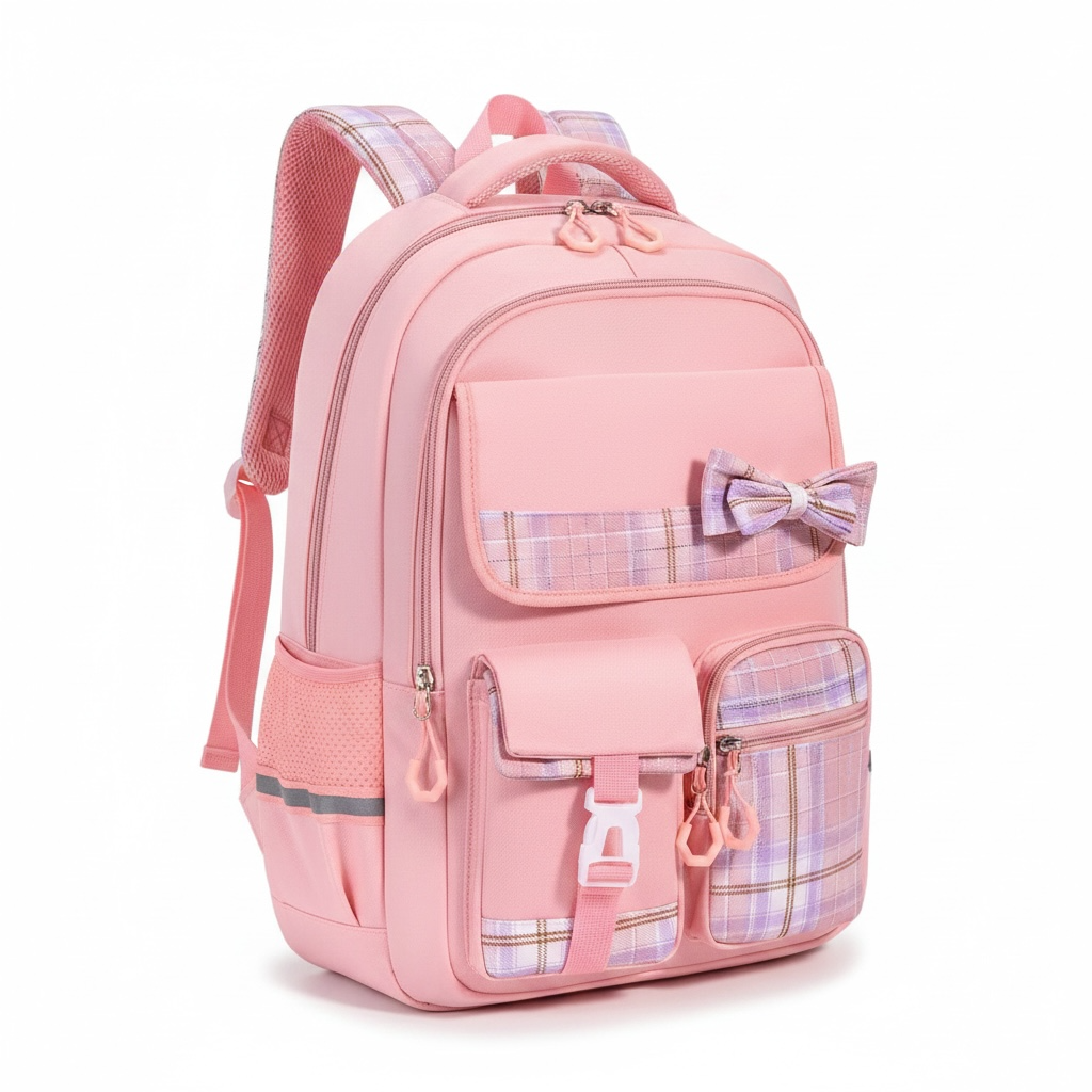 Butterfly Bow School Backpack – Large Capacity Waterproof Girls Bookbag