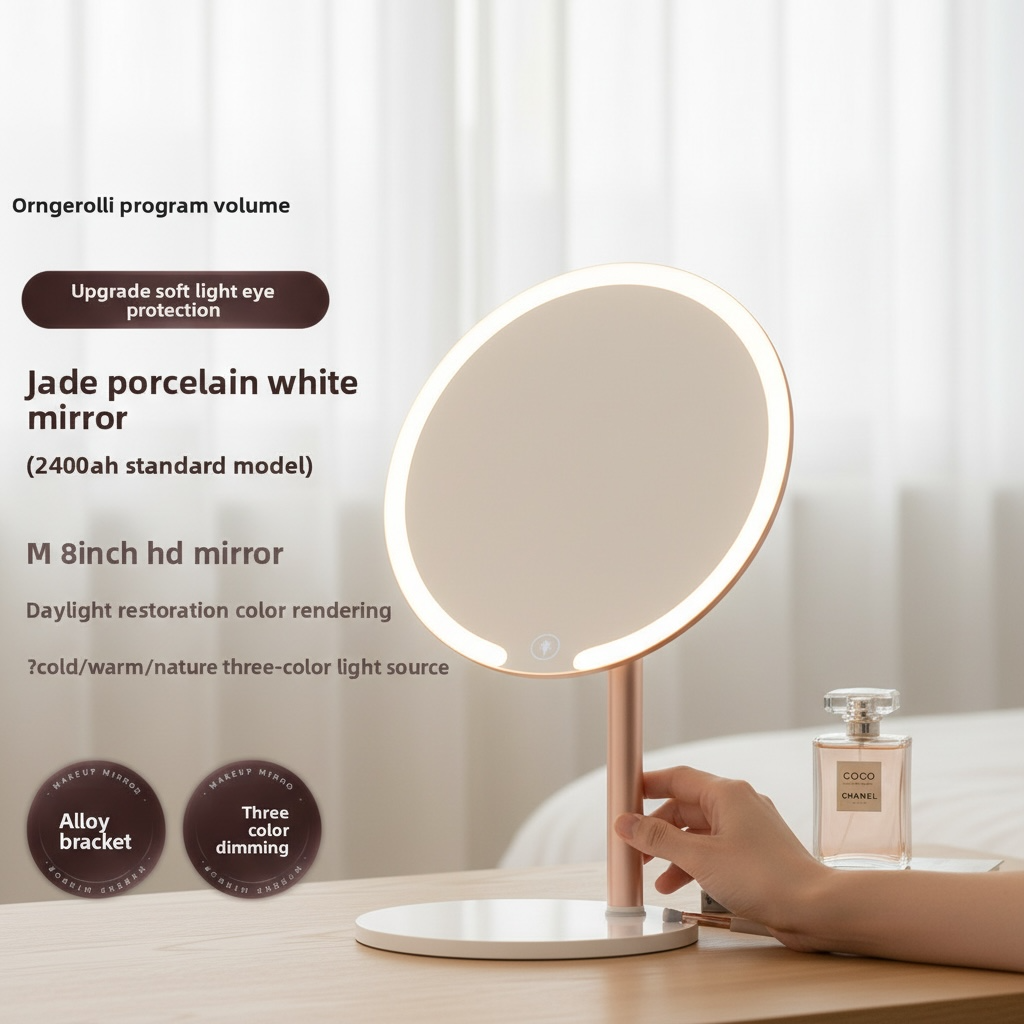 LED Makeup Mirror with Dual-Axis Rotation & Dimmable Light | Modern Goods Living