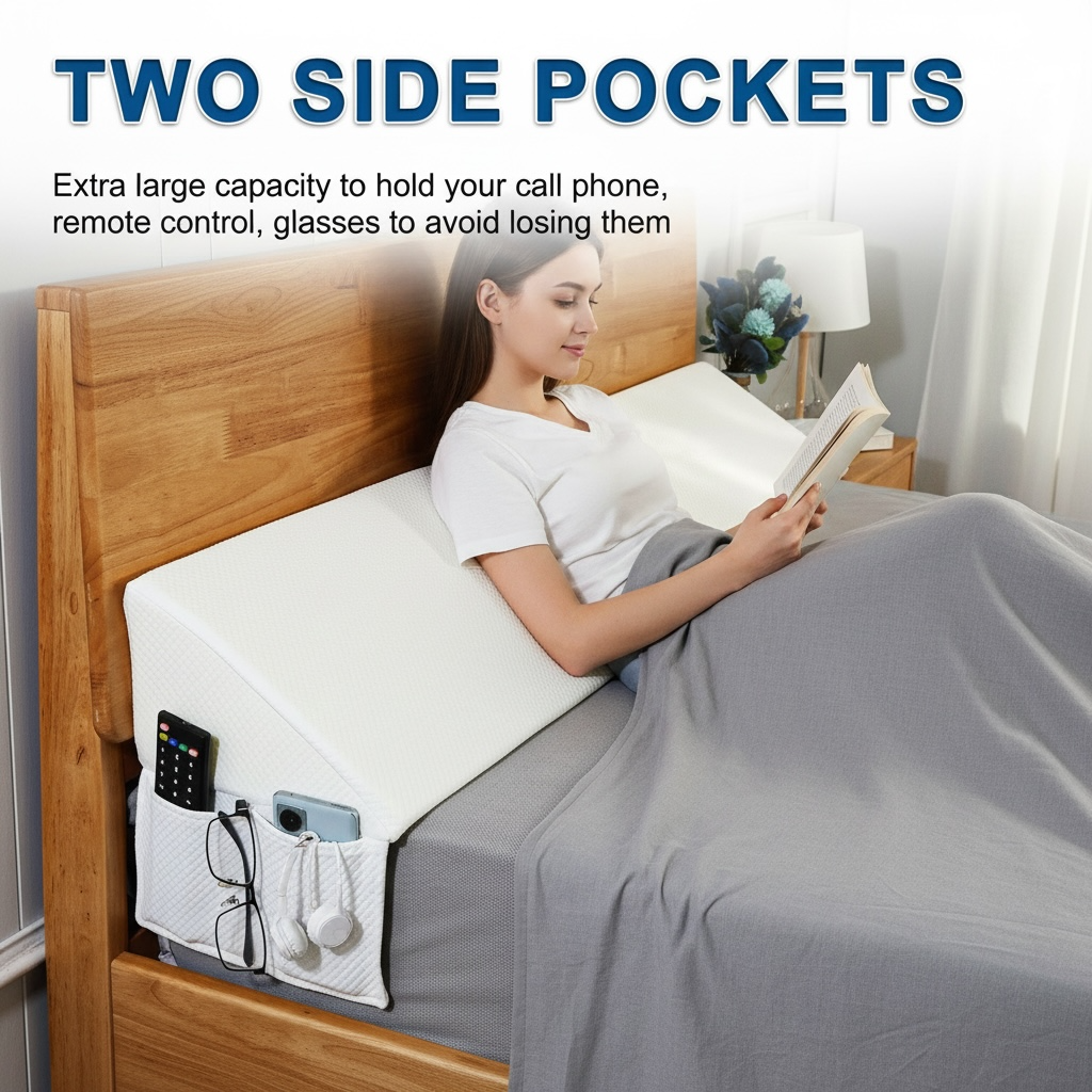 Bedside Gap Filler Pillow – Triangular Headboard Cushion, Space-Saving Bed Wedge for Wall Gaps