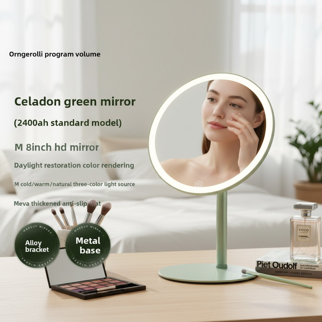 LED Makeup Mirror with Dual-Axis Rotation & Dimmable Light | Modern Goods Living