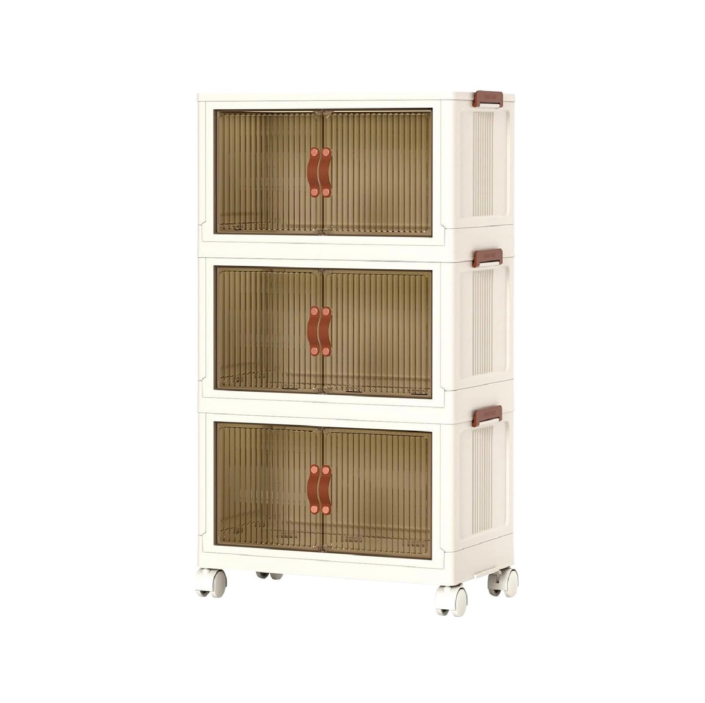 3-Piece Foldable Storage Bin Set with Wheels – Stackable Closet Organizer Boxes
