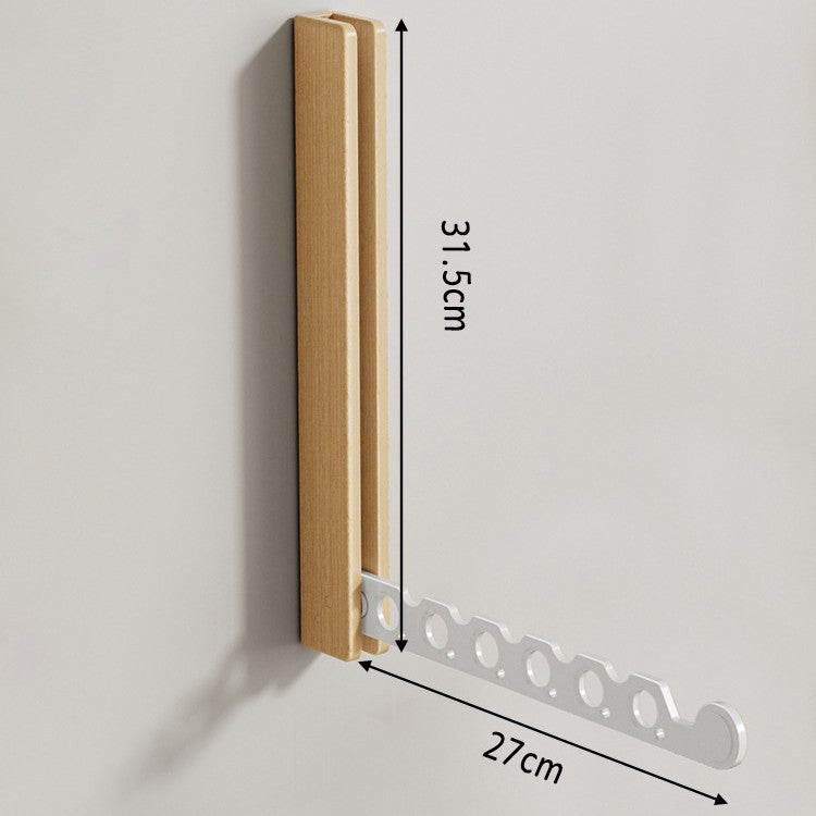 Foldable Wall Mounted Clothes Rack – Solid Wood, No-Drill